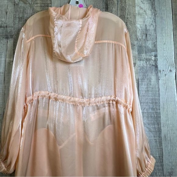 Future Collective Peach Color Organza Hooded Jacket w/Zippered Front & Pockets - Picture 10 of 15
